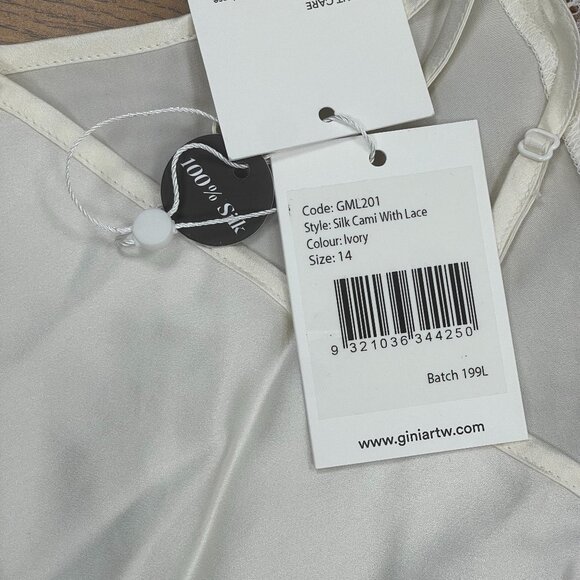 Ginia RTW 100% Silk Blaise Lace Cami in Ivory, Size 10 - NWT - Picture 3 of 6
